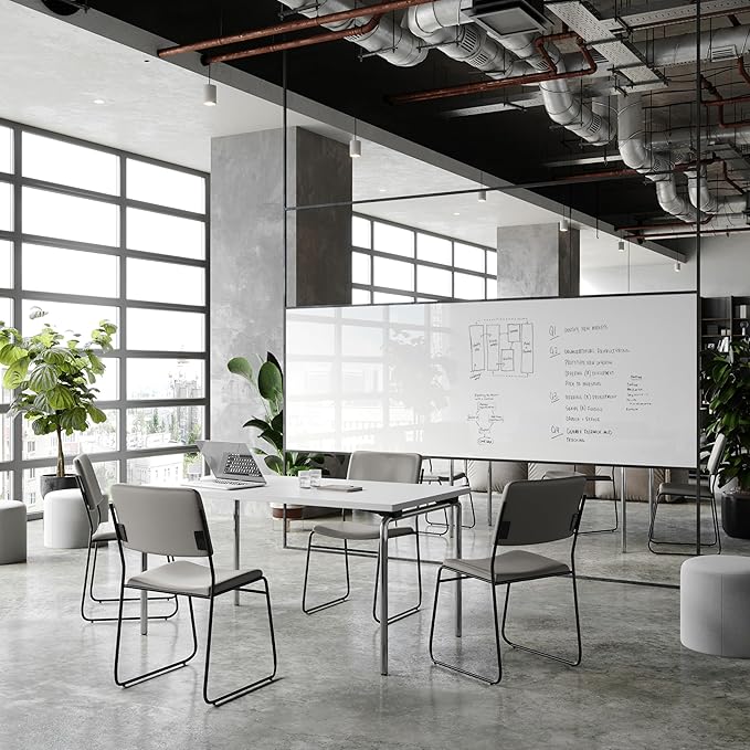 Flash Furniture Hercules Series High Density Vinyl Stacking Chairs for Waiting Rooms and Offices, Lobby Chairs with Padded Seat and Frame, Gray