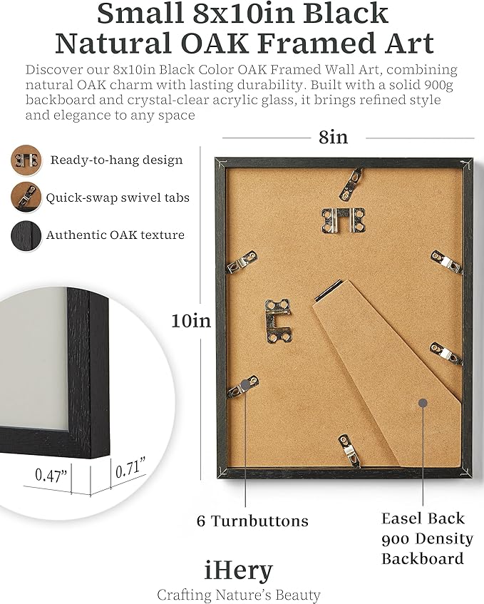 iHery Small Premium Natural Black OAK Wood 8x10in You Look So Good Trendy Inspirational Framed Wall Art, Vintage Girl Newspaper Canvas Motivational Wall Decor For Dorm Bedroom Living Room 1Pack