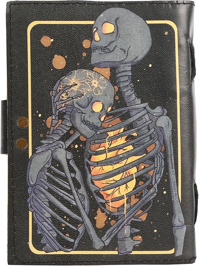 TUZECH Book of Spells Leather Bound Journal Deckle Edge Paper Grimoire Printed Diary Third Eye witchcraft supply and Witch Spell Notebook Antique Vintage Book for Men and Women (The Heartbeat)