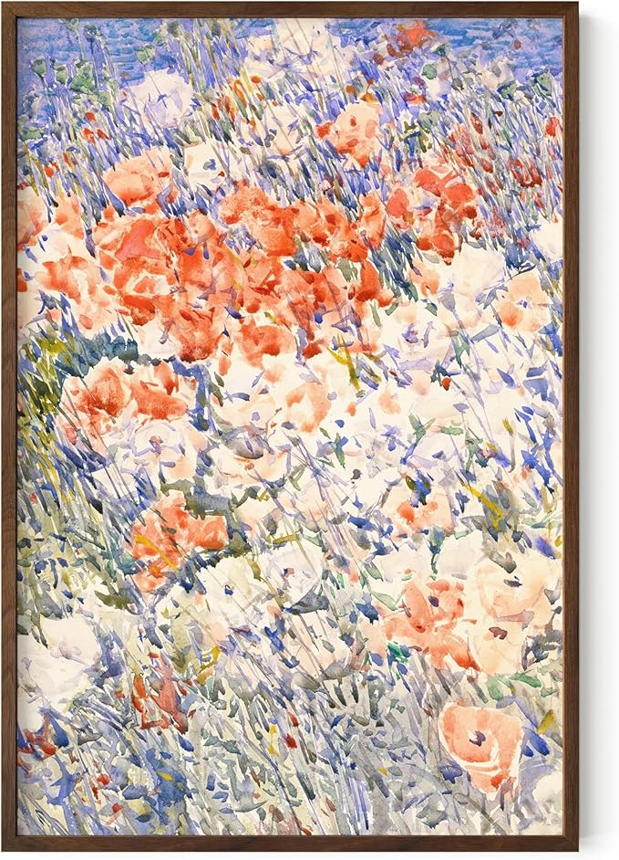 HAUS AND HUES Floral Art Wall Decor - Wildflowers Wall Art for Living Room, Floral Artwork for Bedroom Walls, Flower Painting for College Girls Dorm Room (Multicolored Flowers, Walnut Frame, 24x36)