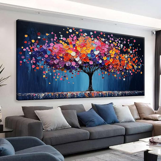 Canvas Art Wall Decor Abstract Tree Large Wall Art For Living Room Modern Abstract Wall Decor Prints Pictures Colorful Tree Of Life Wall Art Picture For Bedroom Hotel Office Home Decoration 29 X 58 Inch