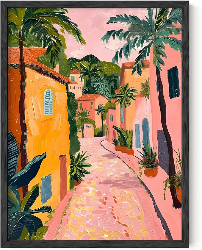 HAUS AND HUES Floral Art Wall Decor - Wildflowers Wall Art for Living Room, Floral Artwork for Bedroom Walls, Flower Painting for College Girls Dorm Room (Palm Tree City, Unframed, 12x16)