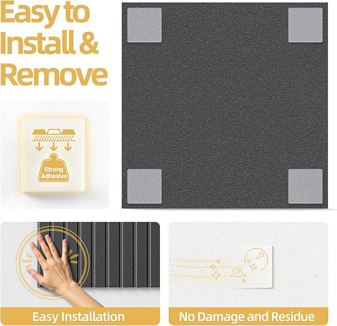 Large Cork Board for Wall 36" x 24" Black Bulletin Board with Safe Removable Adhesive Squares for Pictures Photos, Alternative CorkBoard Felt Pin Boards Tiles for Office Classroom Wall Decor - 6 Pack