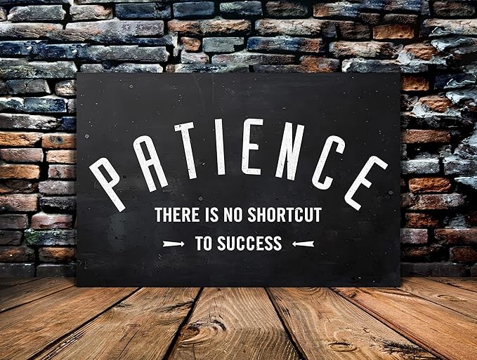 Patience - There Is No Shortcut to Success Inspirational & Motivational Office Art Wall Pictures Black and White Framed Office Home Wall Art Wooden Framed HD Print Gift Choice Ready to Hang, 36"Wx24"H
