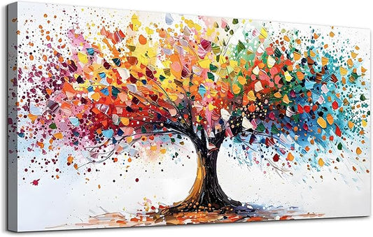 Lapremoly Abstract Wall Decorations For Living Room Framed Canvas Wall Art For Office Colorful Tree Landscape Wall Paintings Bedroom Home Decorations Modern Prints Posters Mural Artwork 20"X40"