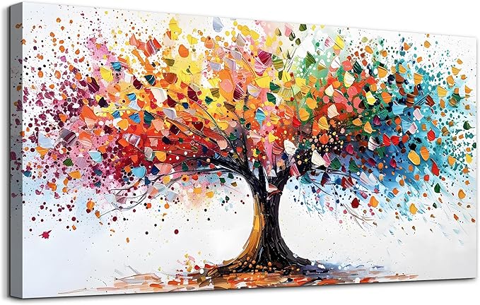 Lapremoly Large Wall Art For Living Room Abstract Wall Decor For Office Colorful Tree Landscape Wall Painting Bedroom Home Decorations Modern Framed Canvas Prints Posters Mural Artwork Hang Easy