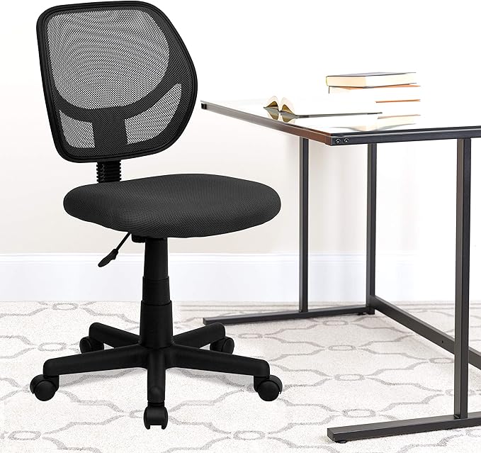 Flash Furniture Neri Low Back Gray Mesh Swivel Task Office Chair with Curved Square Back