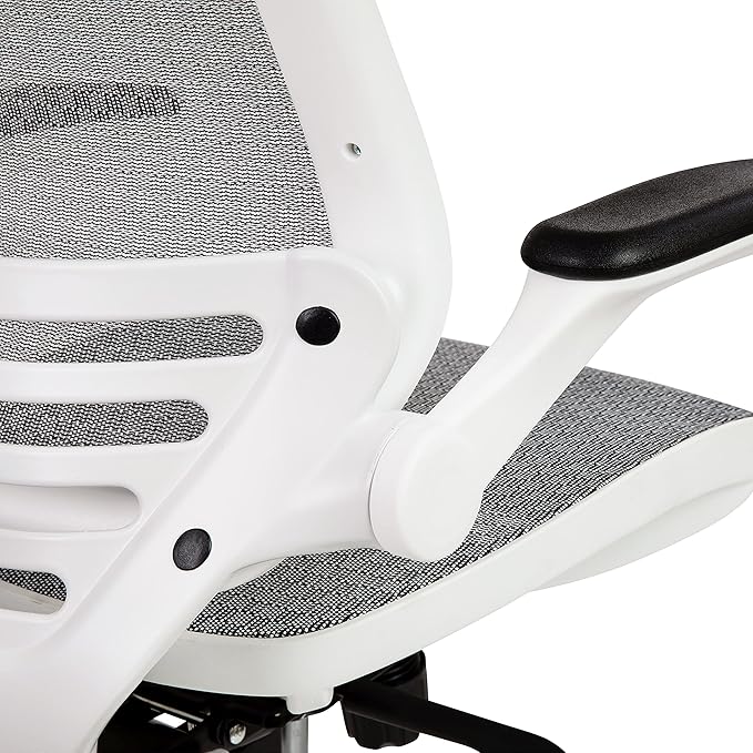 Flash Furniture Waylon Mid-Back Swivel Office Chair with Adjustable Foot Ring and Seat Height, Ergonomic Mesh Chair with Armrests, Gray/White
