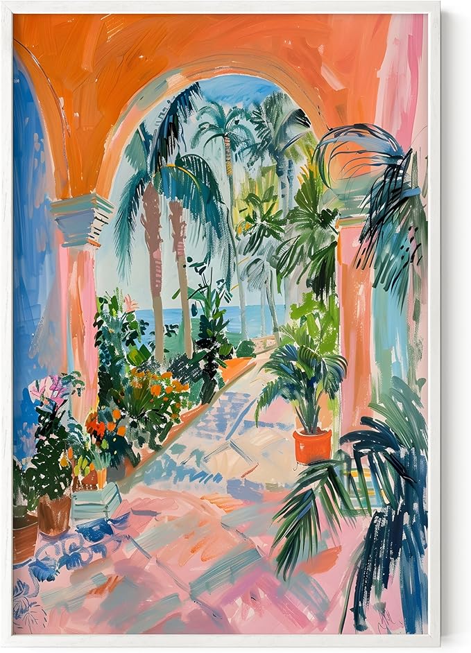 HAUS AND HUES Floral Art Wall Decor - Wildflowers Wall Art for Living Room, Floral Artwork for Bedroom Walls, Flower Painting for College Girls Dorm Room (City Scenery 3, White Frame, 24x36)