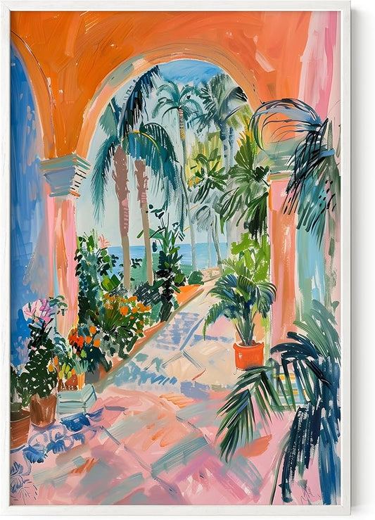 HAUS AND HUES Floral Art Wall Decor - Wildflowers Wall Art for Living Room, Floral Artwork for Bedroom Walls, Flower Painting for College Girls Dorm Room (City Scenery 3, White Frame, 24x36)