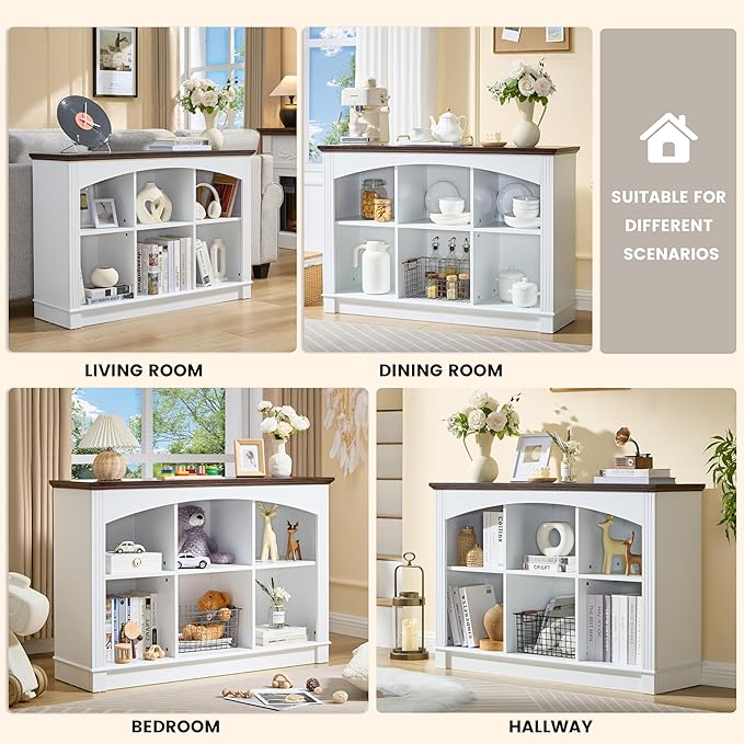 LIDYUK White Bookshelf, 6-Cube Bookcase and Kids Bookshelf, Wooden Storage Cabinet with Cube Organizer, Modern Book Shelf Furniture, Living Room, Office Storage, Toy Organizer, Display Cabinet