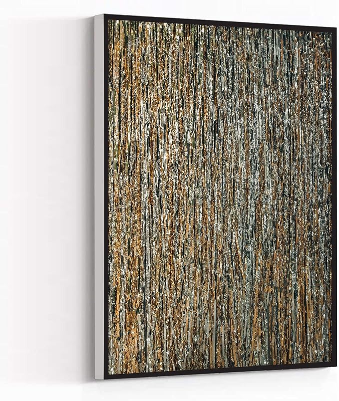 Wall Art Framed Ready to Hang Brown And Black Abstract Painting Canvas Wall Art For Home Office Decoration 16*24 inches