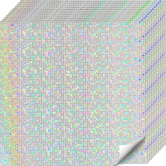 Holographic Silver Cardstock Paper 12x12 Inch, 12 Sheets Heavy Weight 92lb/250GSM Premium Iridescent Mirror Finish for Scrapbooking, Wedding Invitations, Card Making, Party Decorations