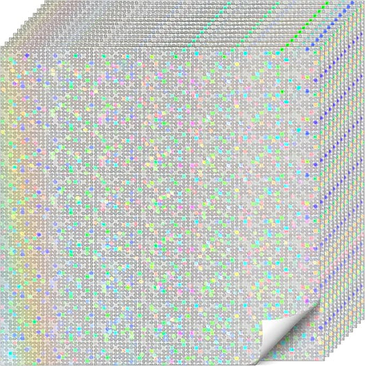 Holographic Silver Cardstock Paper 12x12 Inch, 12 Sheets Heavy Weight 92lb/250GSM Premium Iridescent Mirror Finish for Scrapbooking, Wedding Invitations, Card Making, Party Decorations