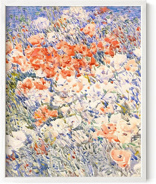 HAUS AND HUES Floral Art Wall Decor - Wildflowers Wall Art for Living Room, Floral Artwork for Bedroom Walls, Flower Painting for College Girls Dorm Room (Multicolored Flowers, White Frame, 11x14)
