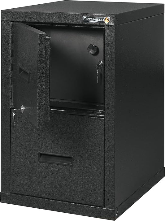 FireKing® FireShield 22" D Vertical 1-Drawer File Cabinet and Safe, Metal, Black Stone