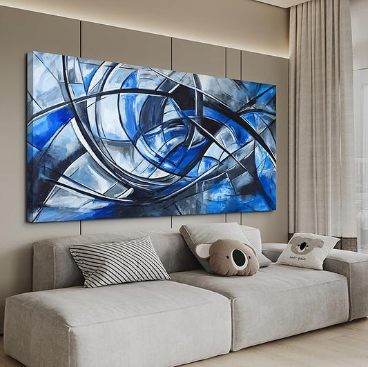 Abstract Wall Art Decor Wall Art Pictures for Living Room Abstract Canvas Art Wall Decor Modern Blue Wall Art Prints Artwork for Walls Black and White Wall Art Decorations Home Office Decor 20" X 40"