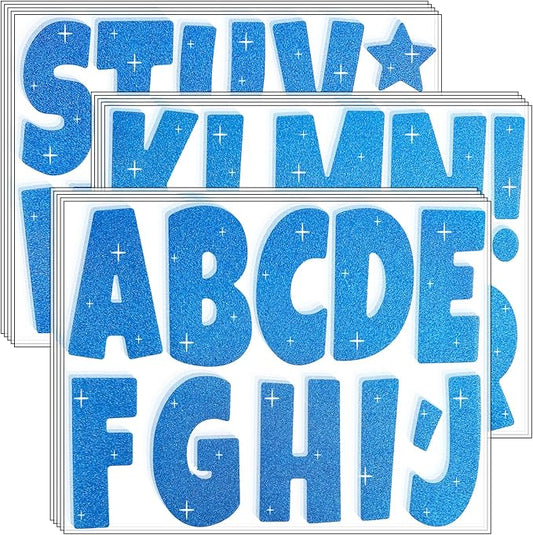 Glitter Bulletin Board Letters for Classroom Alphabet Poster Board Letters for Bulletin Board Display Home School Classroom Decor(Blue,4 Inch)