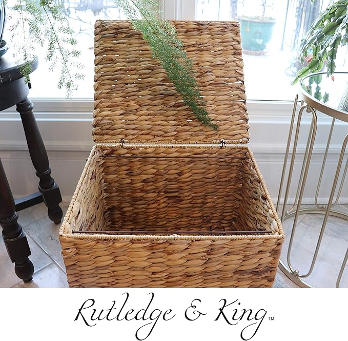 Seagrass Rolling File Cabinet - Home Filing Cabinet - Hanging File Organizer - Home and Office Wicker File Cabinet - Water Hyacinth Storage Basket for File Storage (Natural)