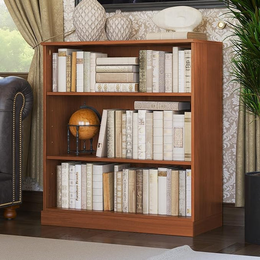 Palace Imports Solid Wood Bookcase - 3-Tier Floor Standing Bookshelf - 36" Short Storage Shelf, 32” W - Mocha, Display Furniture for Living Space, Renewable 100% Eco-Friendly Wood, Made in Brazil