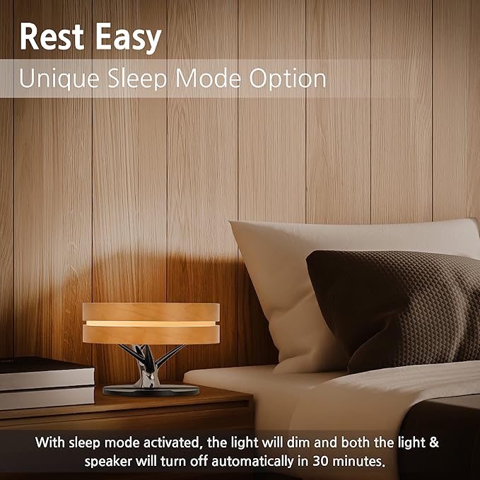 Dawn Lamp Modern Desk Lamp Multifunctional with Adjustable Light Settings, TWS Bluetooth Speaker, Wireless Charger, Touch Controls, for Home Office, Dorm Decor, Bedroom