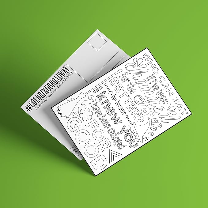Coloring Broadway - Wicked Inspired Coloring Postcards (Set of 4), Defying Gravity Musical Theater Merchandise, Printed on Matte Card Stock (5” x 7”), Ideal Gift for a Broadway Theater Lover