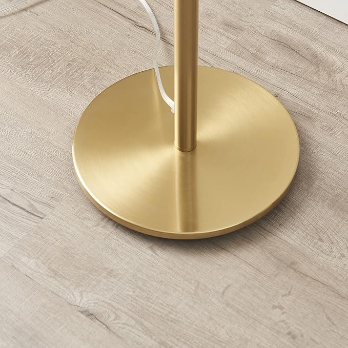 Brightech Lyra LED Tree Floor Lamp for Mid-Century Modern, Contemporary, Industrial Décor, 3 Light Head Standing Lamp with Metal Cage Shade, Standing Pole Tall Lamp for Living Room, Bedroom - Brass