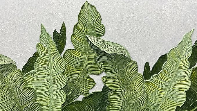 YaSheng Art- Large Canvas Wall Art Oil Paintings ,Hand Painted 3D Textured Wall Art Green Large leaf plant Artwork paintings ,Modern Minimalist Abstract Wall Art Painting, Wall Art for living room Bedroom Office Wall Deco Home, Framed Wall Art Pictures...