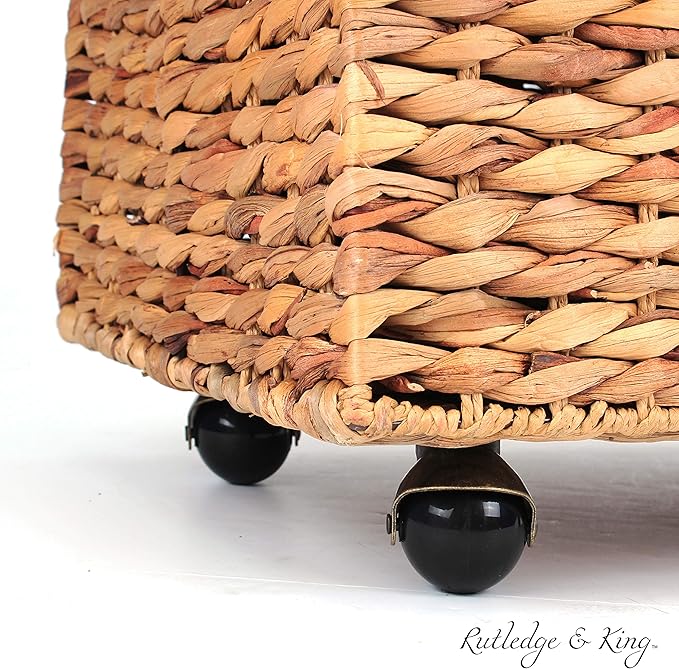 Seagrass Rolling File Cabinet - Home Filing Cabinet - Hanging File Organizer - Home and Office Wicker File Cabinet - Water Hyacinth Storage Basket for File Storage (Natural)
