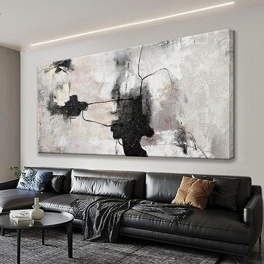 QSQ Black And Off-White Abstract Wall Art Minimalist Canvas Art Wall Decor Paintings Artwork For Walls Modern Abstract Art Prints Picture For Bedroom Hallway Office Home Wall Decor 20" W x 40" L