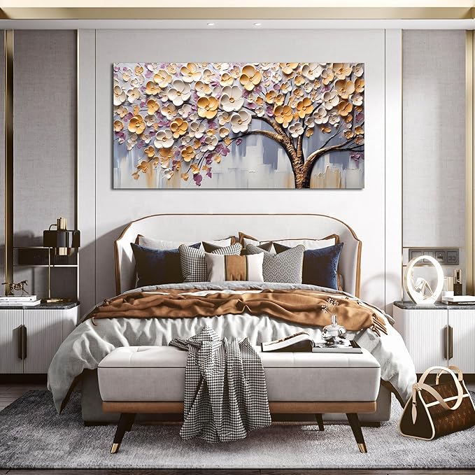 Tree Pictures for Living Room - Colorful Wall Art for Bedroom - Large Modern Canvas Wall Art for Office Size 29" x 59"