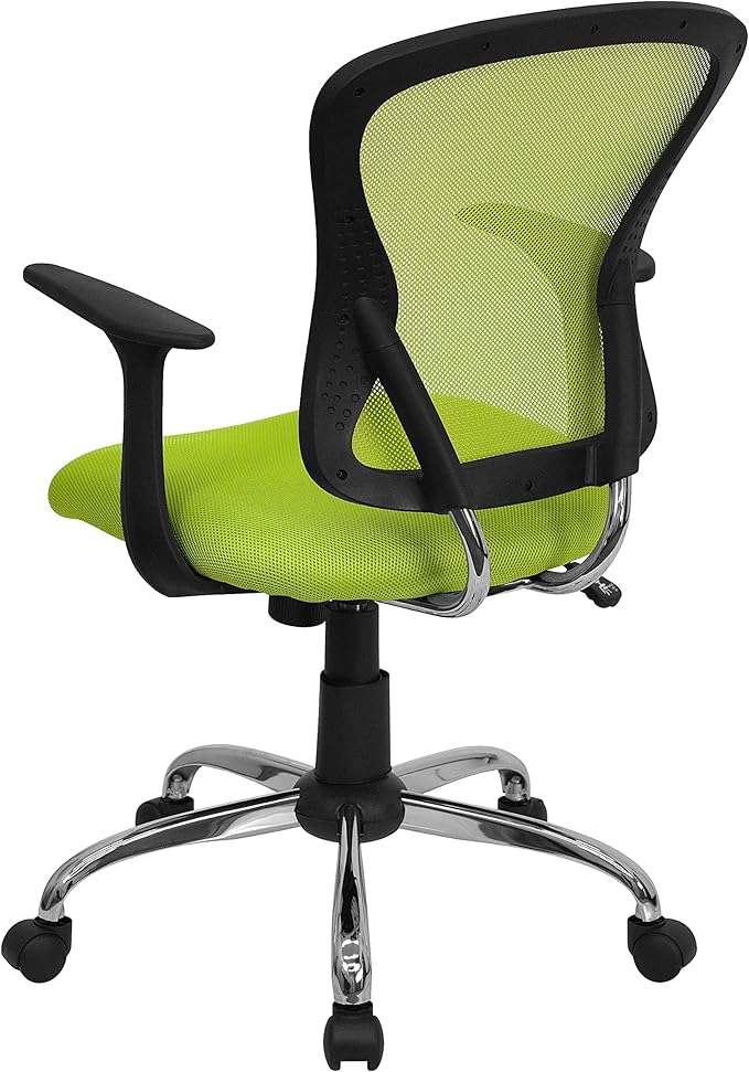 Flash Furniture Alfred Mid-Back Green Mesh Swivel Task Office Chair with Chrome Base and Arms