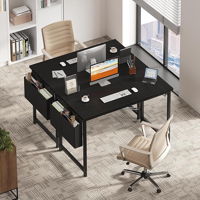 OLIXIS Computer Desk 44 Inch Home Office Desks for Small Spaces, Gaming Writing Study Work Table with Storage Bag and Headphone Hook for Bedroom, Black