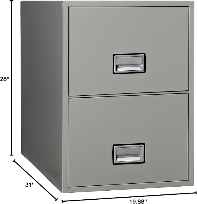 31 inch 2-Drawer Vertical Fireproof File Cabinet – Legal and Letter Size Filing – Key Lock – Water Resistant Seal – Fire and Impact Rated – Light Gray Finish – Model LGL2W31LG