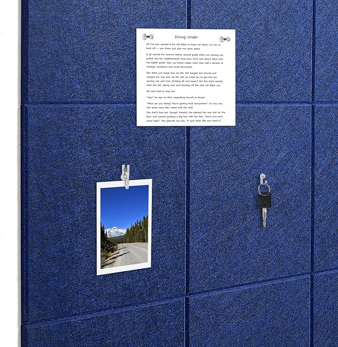 Felt Wall Tiles Bulletin Board Large Cork Board Alternative 12 Pack 11.81”x11.81”x0.47” Felt Pin Board Tack Board with Safe Removable Adhesive Tabs for Home Office School 48x36(Dark Blue)