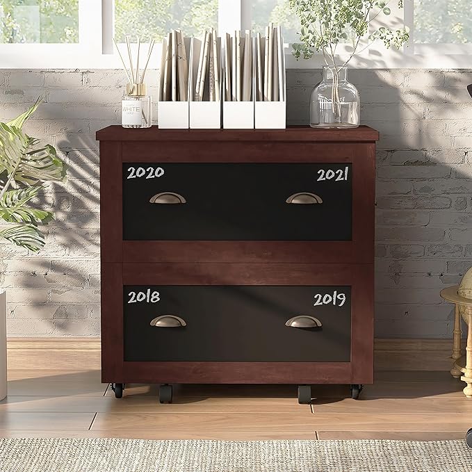 Furniture of America Waterford Wood 2-Drawer File Cabinet in Vintage Walnut