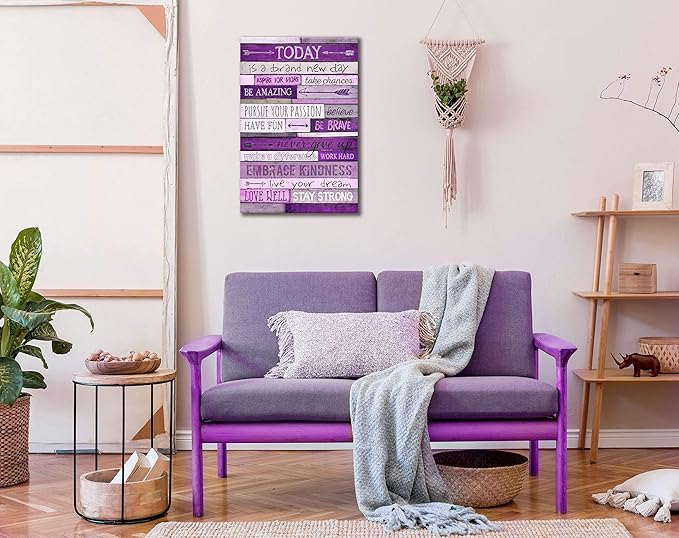CGXART Inspirational Wall-Art - Wall Decor For Bedroom Teen Girl - Large Wall Pictures For Living Room - Purple Wall Art Word Artwork For Home Walls Teenage Girl Room Decor Size 24x36