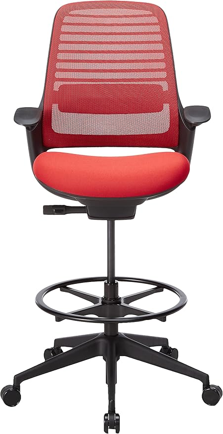 Steelcase Series 1 Stool Chair, Graphite Frame with 3D Microknit Fabric (Scarlet)