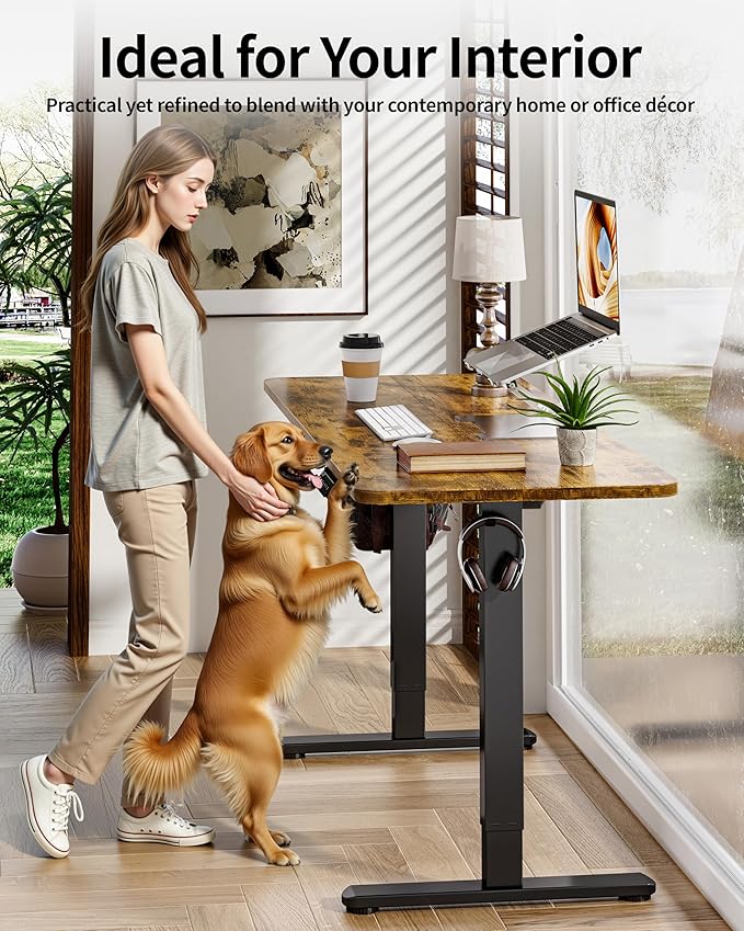 BIZUM Electric Standing Desk 63 x 24 Inch Computer Desk-Gaming Desk Rustic Brown Home Office Desks Height Adjustable Memory Stand Up Computer Workstation
