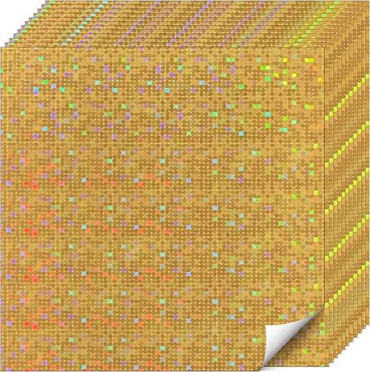Holographic Gold Cardstock Paper 12x12 Inch, 12 Sheets Heavy Weight 92lb/250GSM Iridescent Mirror Finish for Scrapbooking, Wedding Invitations, Card Making, Party Decorations ﻿