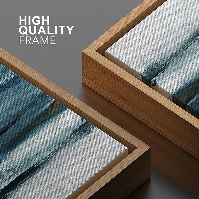 SIGNWIN Framed Canvas Wall Art Whitewash Horizontal Lines Abstract Brushstroke Canvas Prints Home Artwork Decoration for Living Room,Bedroom - 24x36 inches