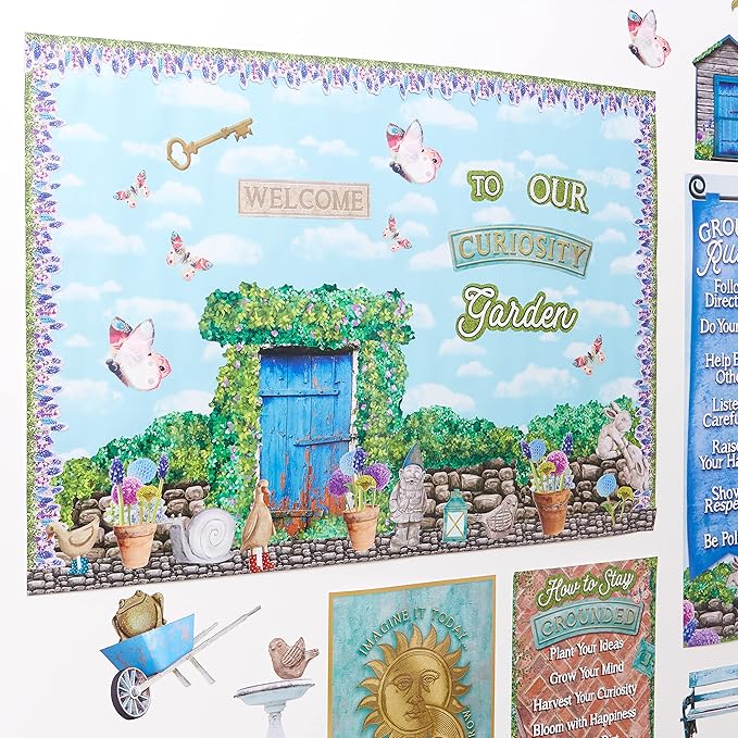 Eureka Curiosity Garden Stone Wall Decorative Classroom and Bulletin Board Trim for Teachers, 2.25" Wide, 12 Strips for 37 Total Feet