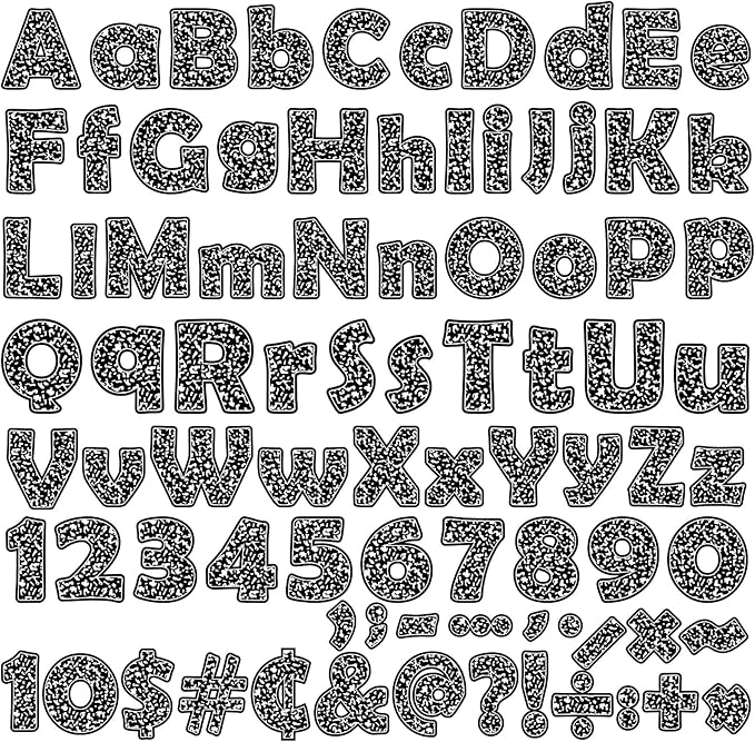 260 PCS Composition Bulletin Board Letters for Classroom 4”Letters Combo Pack Set Black Spots Classroom Decorations Alphabet Numbers Symbols Letters for Bulletin Board Cutouts Card for Classroom Decor