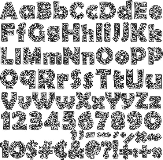 260 PCS Composition Bulletin Board Letters for Classroom 4”Letters Combo Pack Set Black Spots Classroom Decorations Alphabet Numbers Symbols Letters for Bulletin Board Cutouts Card for Classroom Decor