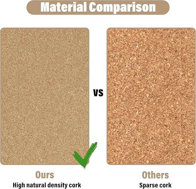 Cork Board Bulletin Board 12x12,1/2" Thick Cork Board Tiles 12 Pack, Self-Adhesive Small Square Pin Board for Walls, Corkboards for Office Home School Message/Vision Board Decoration.