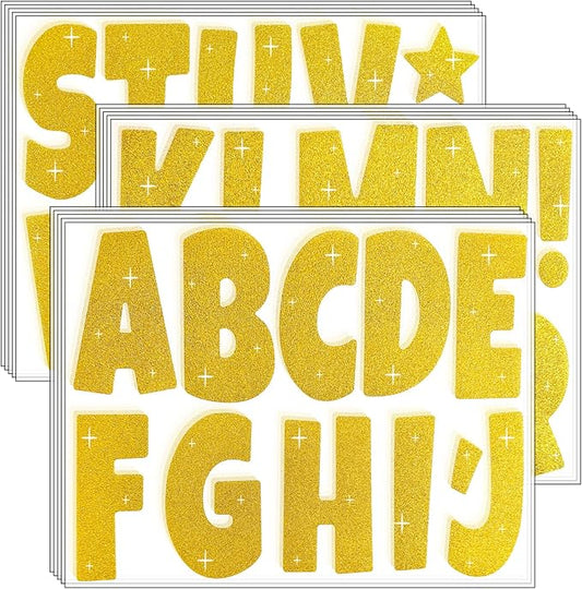 Glitter Bulletin Board Letters for Classroom Alphabet Poster Board Letters for Bulletin Board Display Home School Classroom Decor(Gold,4 Inch)