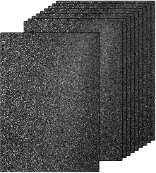 PATIKIL 20Sheets Black Glitter Cardstock, 8.3x11.7 in A4 Glitter Paper Card Stock Shiny Scrapbook 250gsm Sparkly Paper Large Shimmer for Crafts Scrapbook DIY Art Wedding Party
