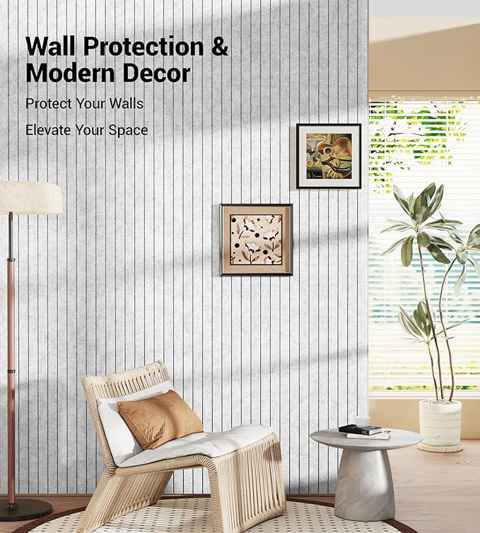 1/2" Thick Cork Board for Office, 6 Pack Felt Wall Tiles -28"x18" with Safe Adhesive Tabs, Large Bulletin Board, Push Pin Board Organizer Wall - Gray Marble