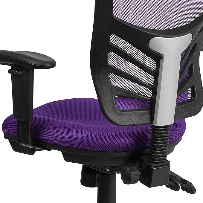 Flash Furniture Nicholas Mid-Back Swivel Office and Gaming Chair, Ergonomic Mesh Office Chair with Adjustable Lumbar Support and Height, Purple