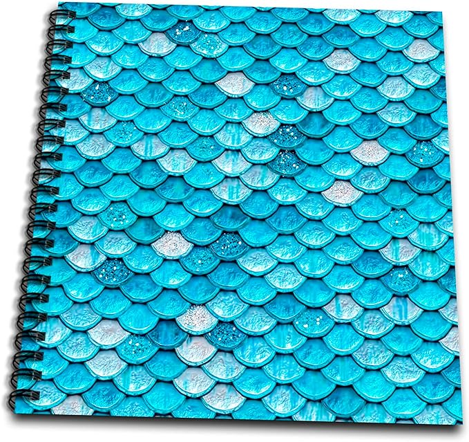 3dRose Sparkling Teal Luxury Metal Mermaid Scales Glitter Effect Art Print Drawing Book, 8 x 8